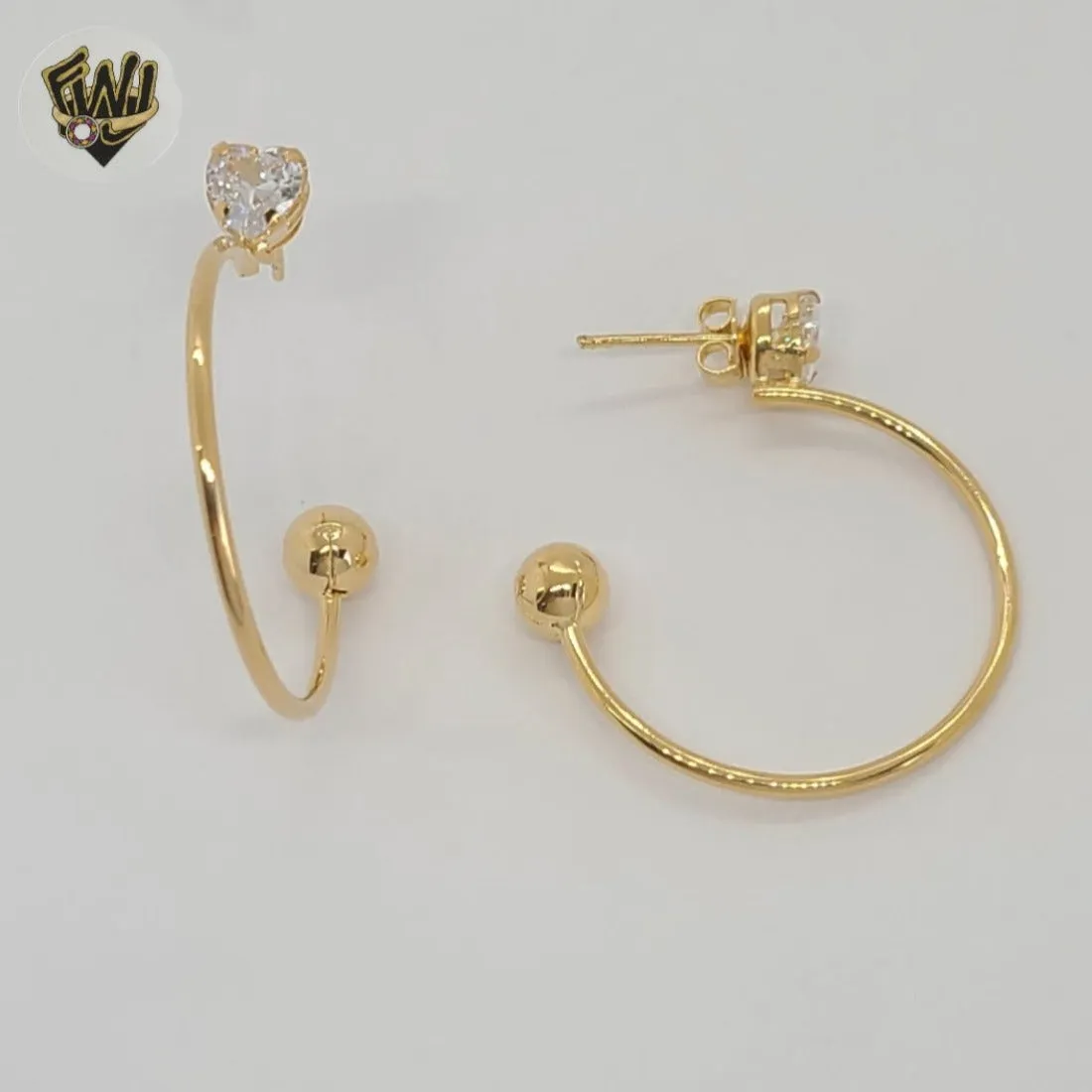 (1-2945-3) Gold Laminate - Heart Half Hoops - BGF