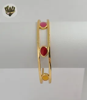 (1-4057-2) Gold Laminate - 10mm Stones Open Bangle - BGO