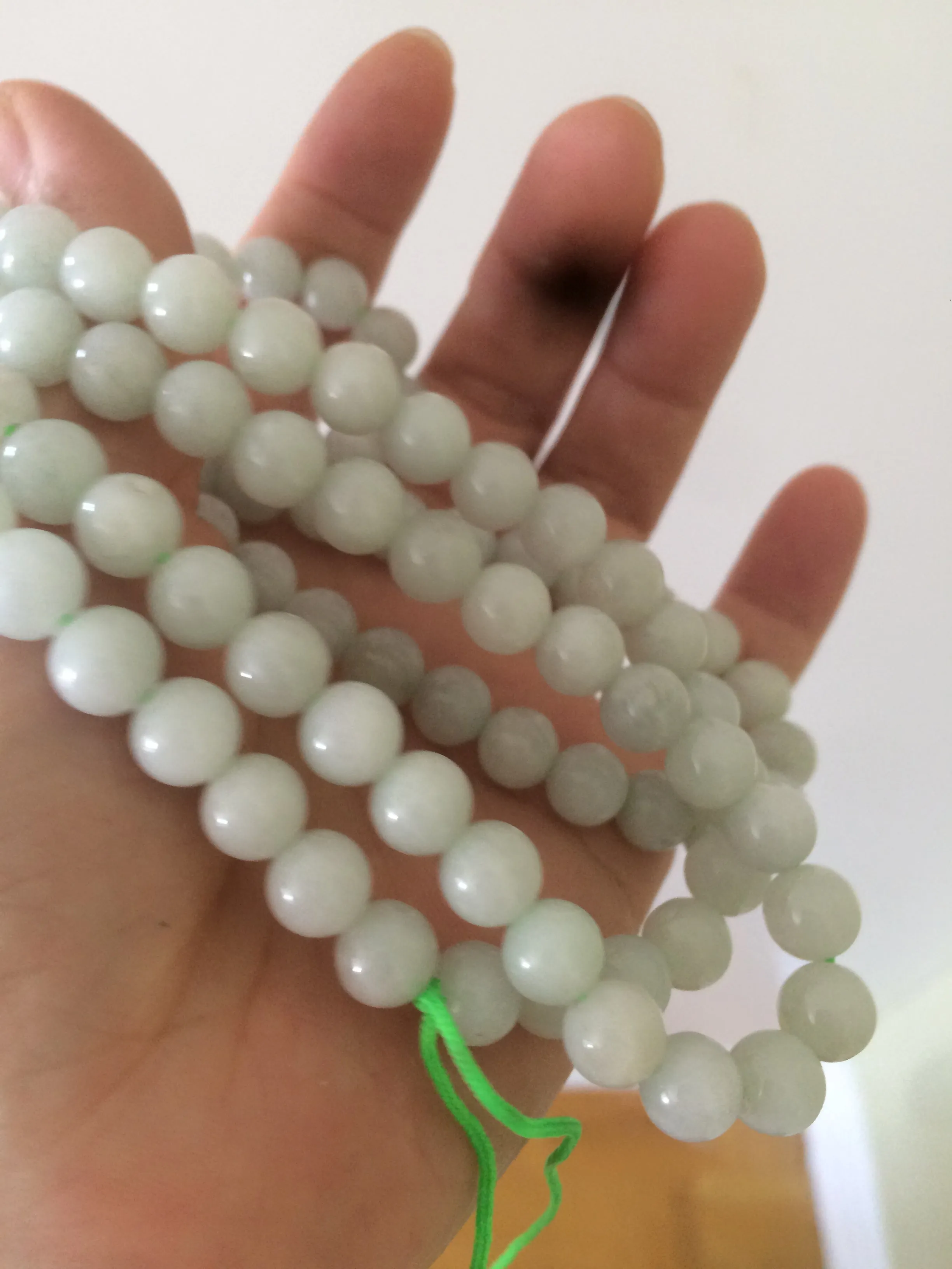 100% Natural light green Jade 8mm jadeite jade long necklaces JNecklace