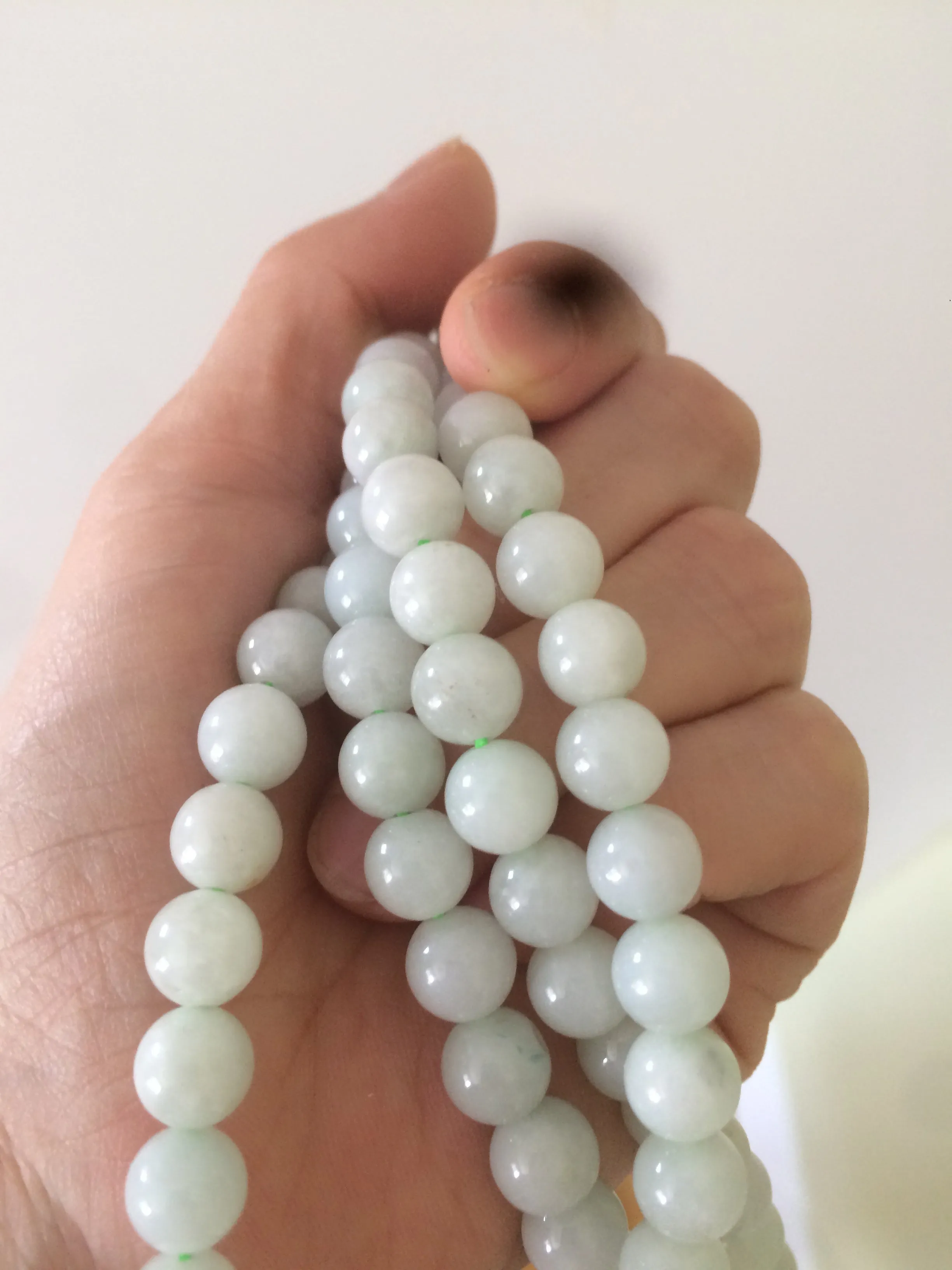 100% Natural light green Jade 8mm jadeite jade long necklaces JNecklace