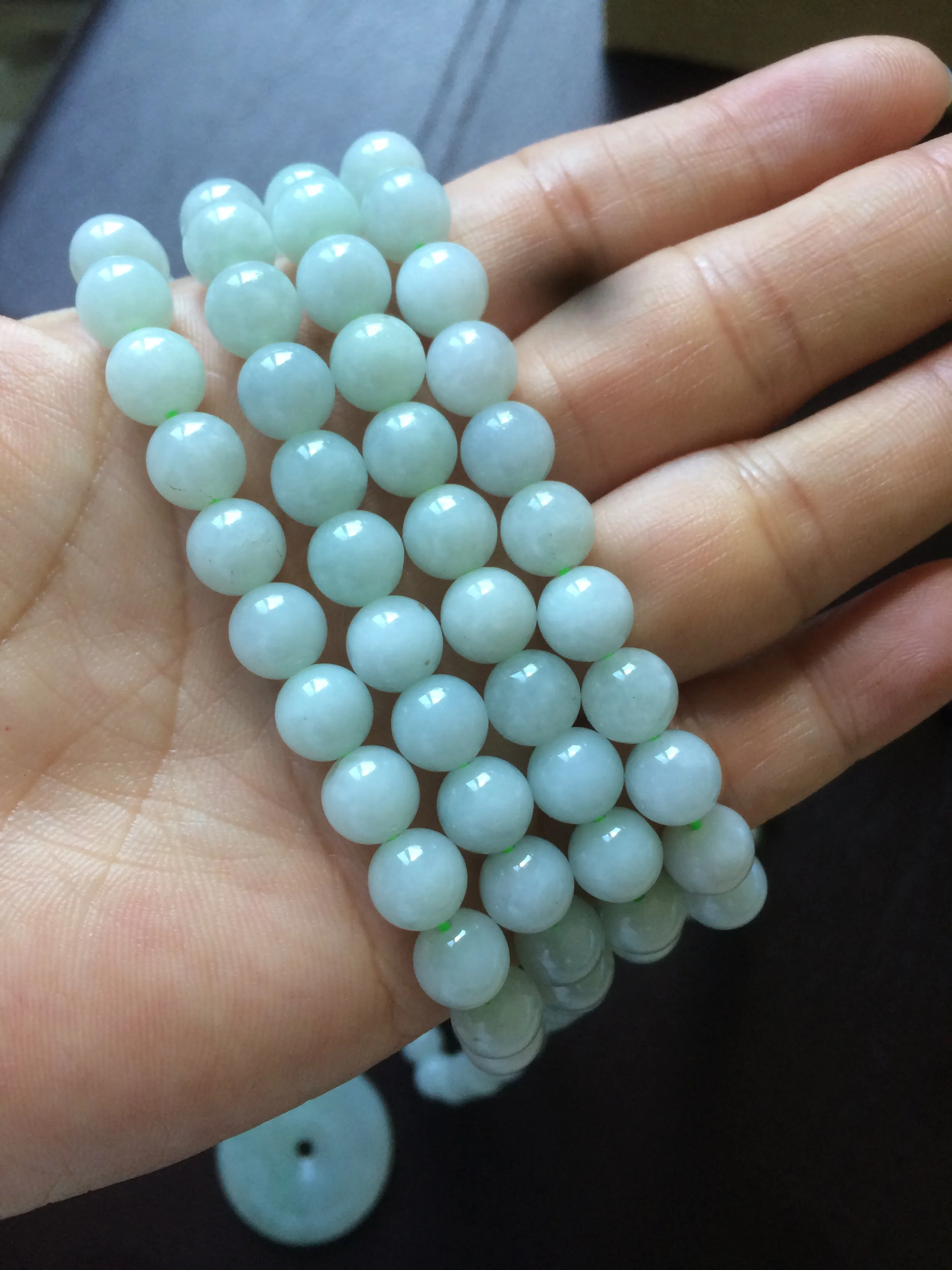 100% Natural light green Jade 8mm jadeite jade long necklaces JNecklace