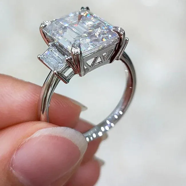 10k14k 18k 8ct 10*12mm Emerald Cut Three Stones Ring for Women