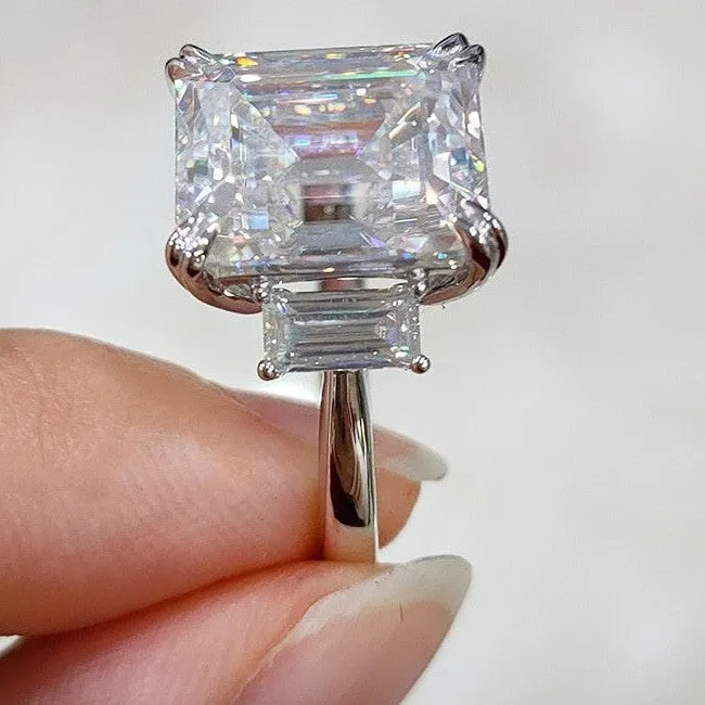 10k14k 18k 8ct 10*12mm Emerald Cut Three Stones Ring for Women