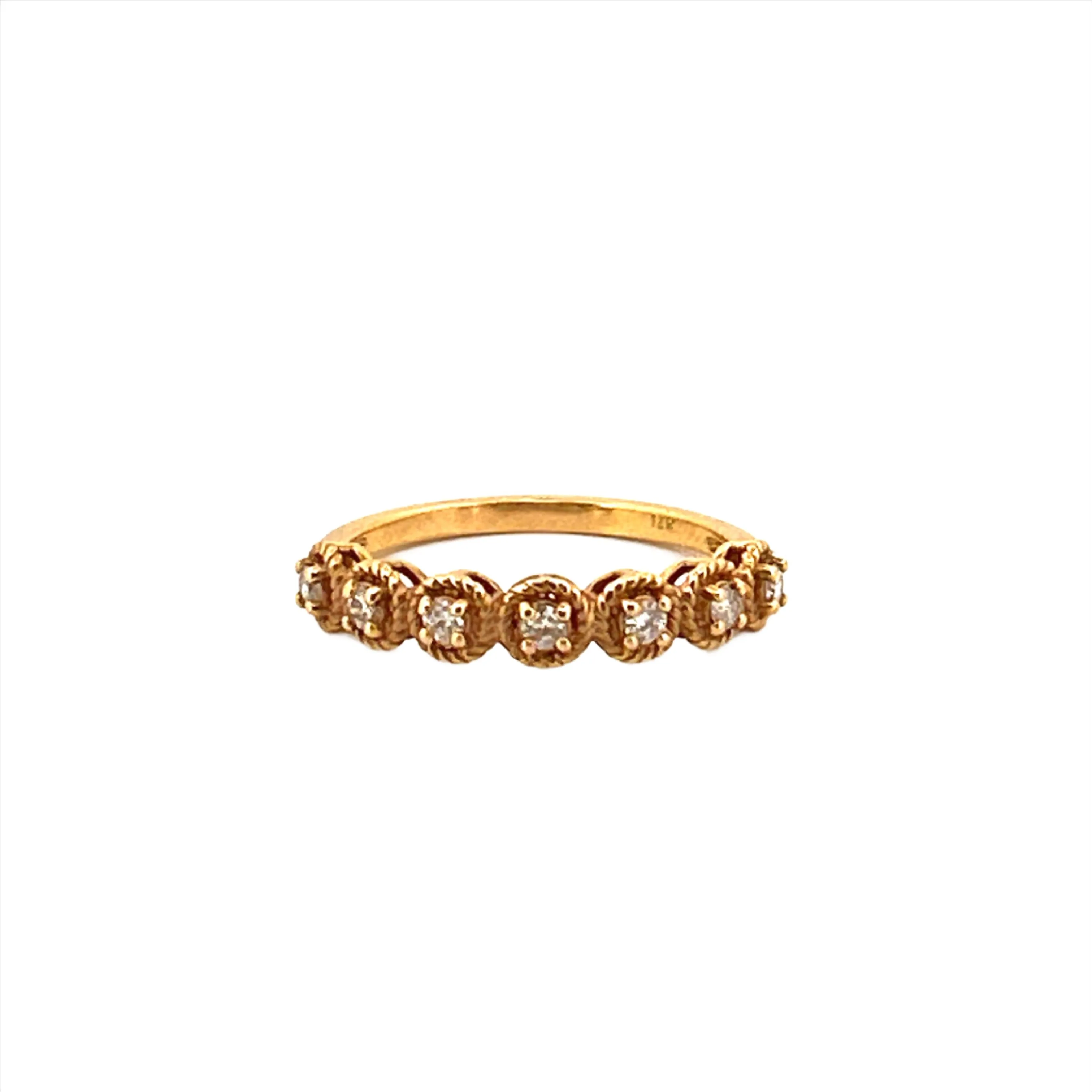 14K Gold Basket Set Rope Diamond Band