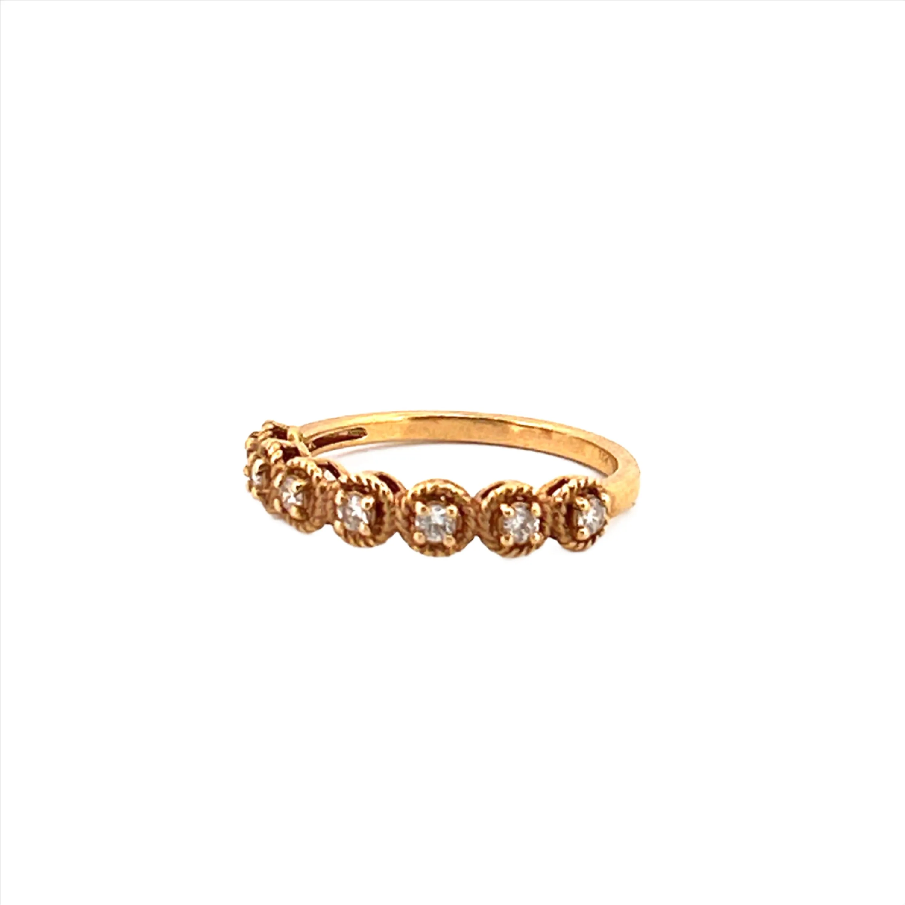 14K Gold Basket Set Rope Diamond Band