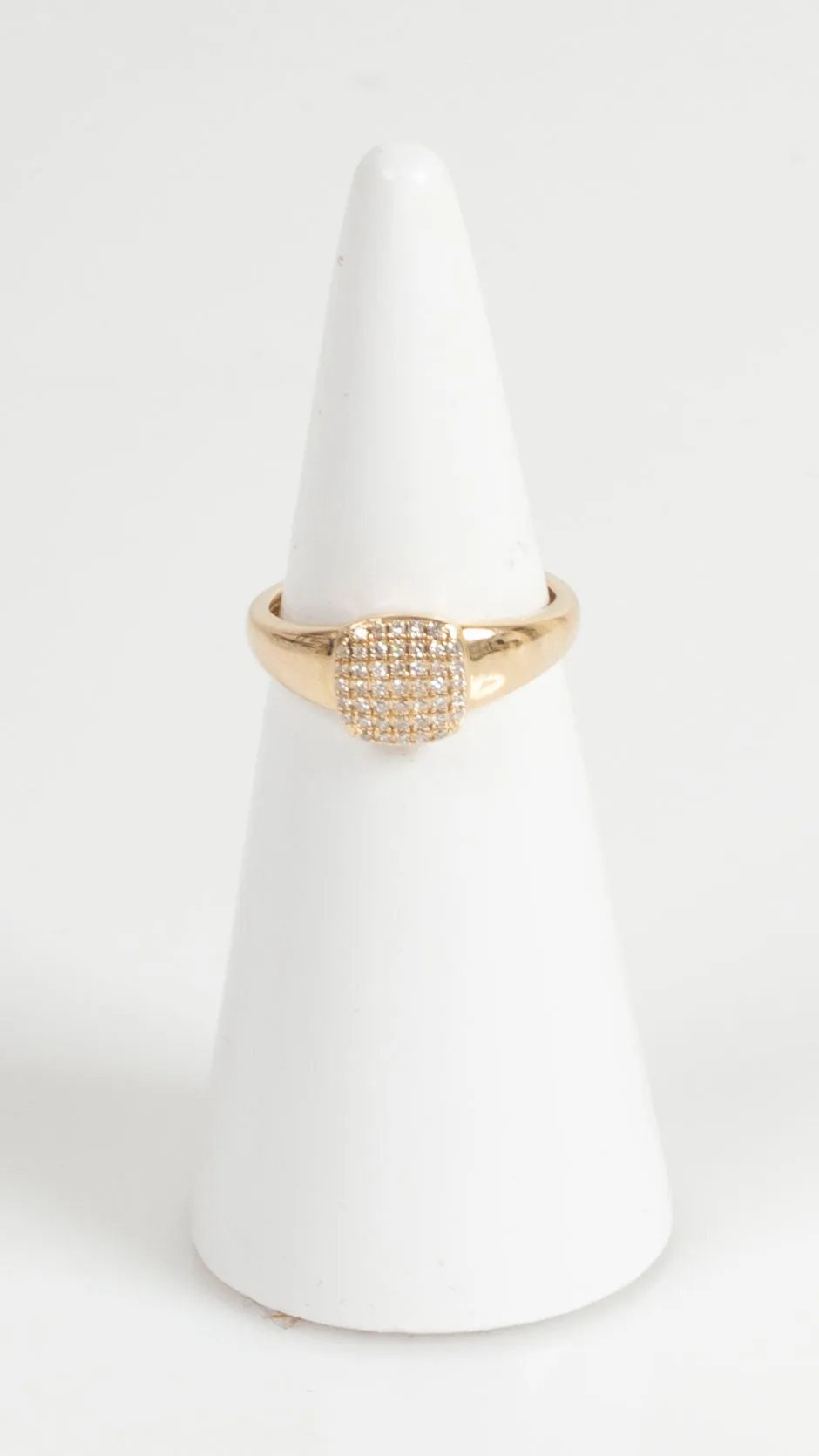 14k Pave Square Smooth Band - Gold