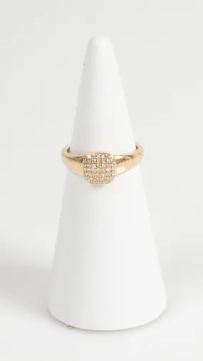 14k Pave Square Smooth Band - Gold