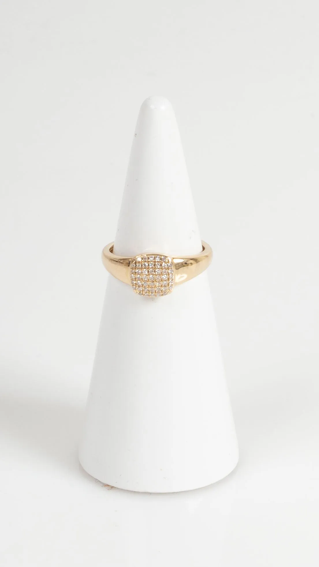 14k Pave Square Smooth Band - Gold