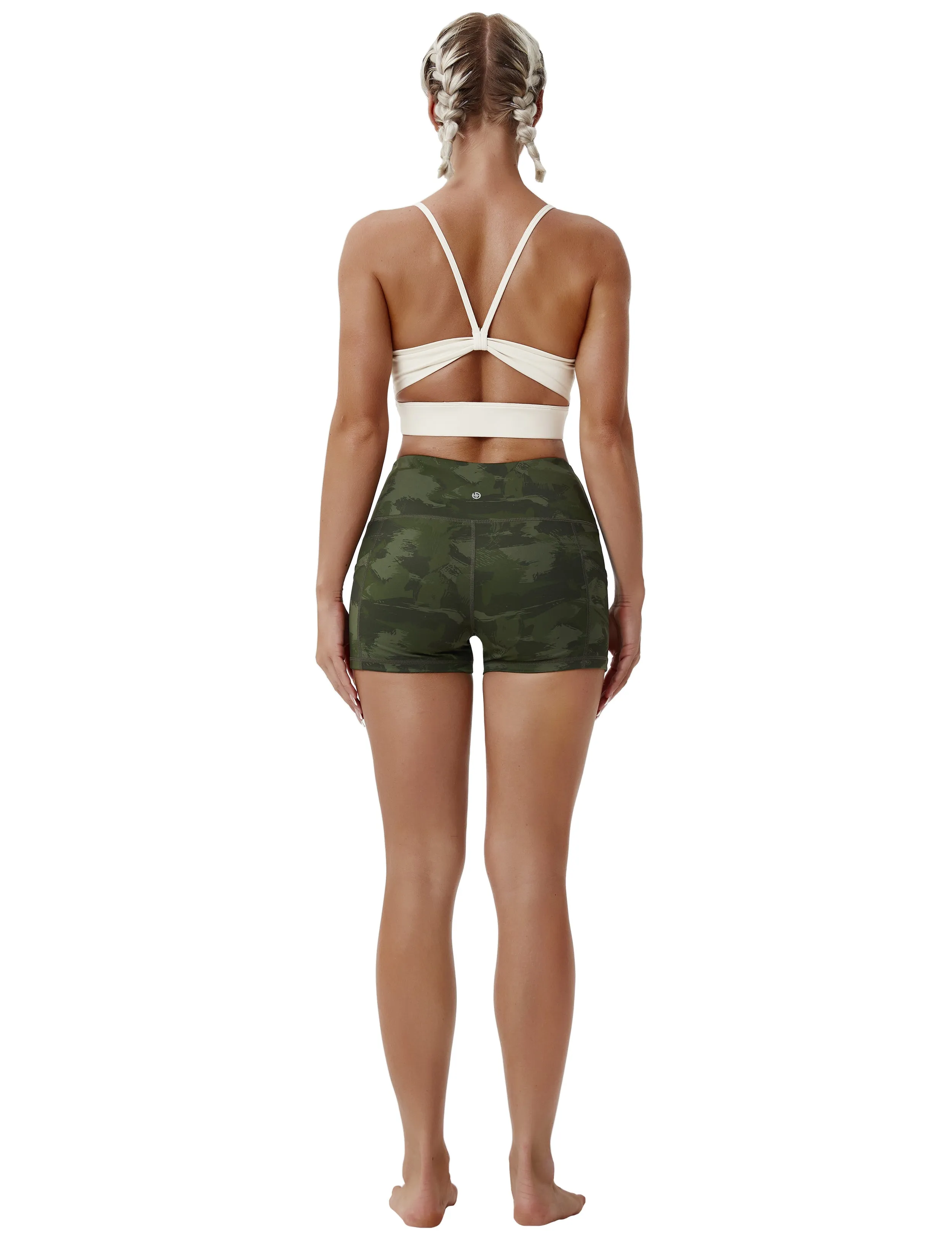 2.5 Printed Side Pockets yogastudio Shorts green brushcamo_yogastudio