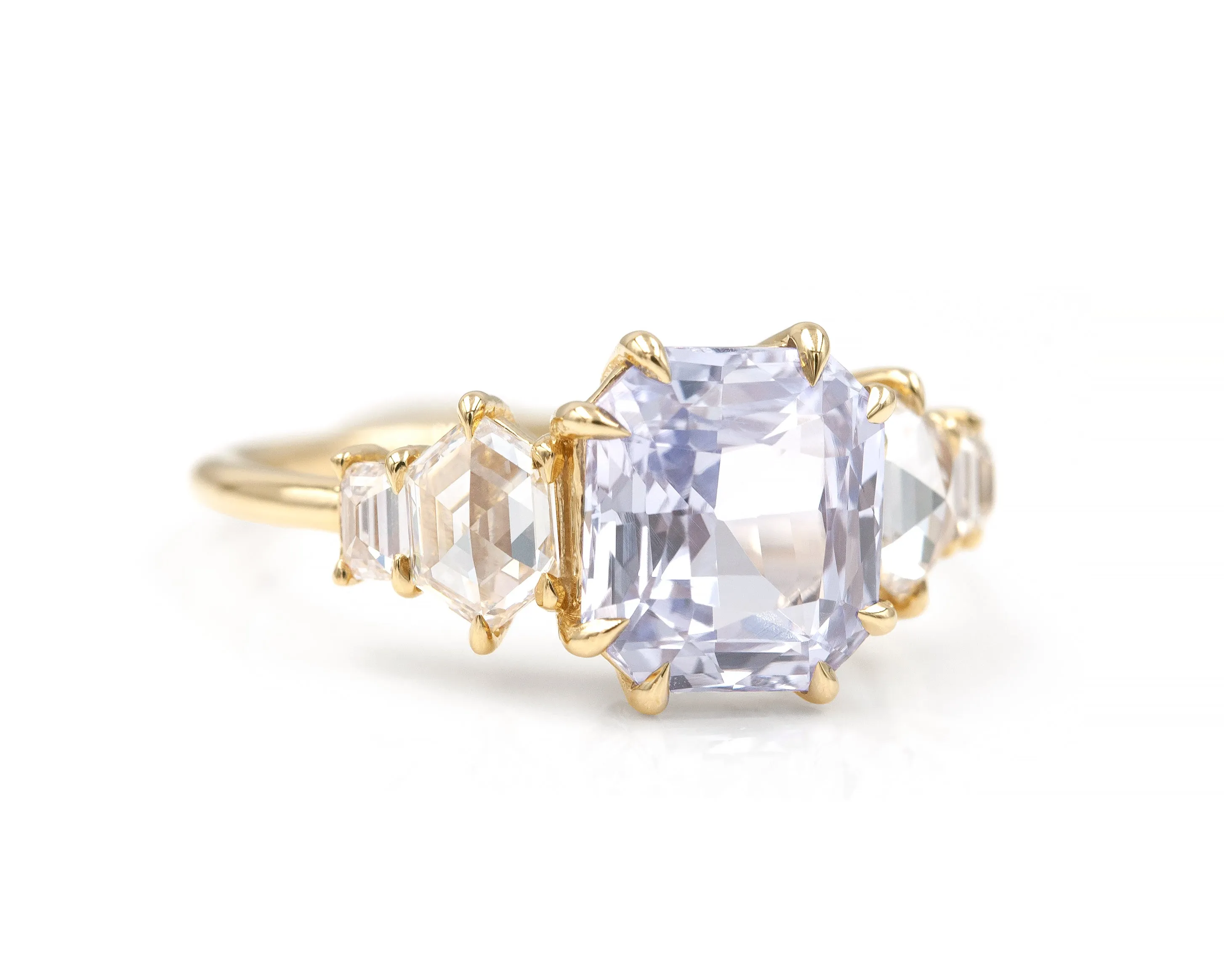 3.69-Carat Radiant Cut Sapphire Cluster Ring