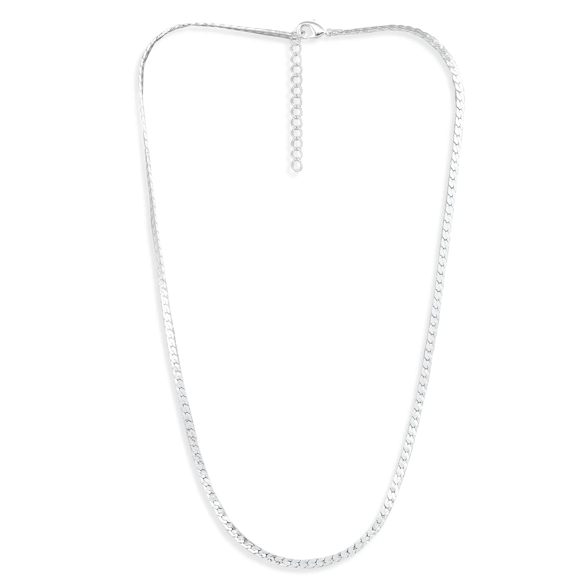 925 Pure Sterling St Silver Plated Flat Chain Necklace  For Women By Accessorize London