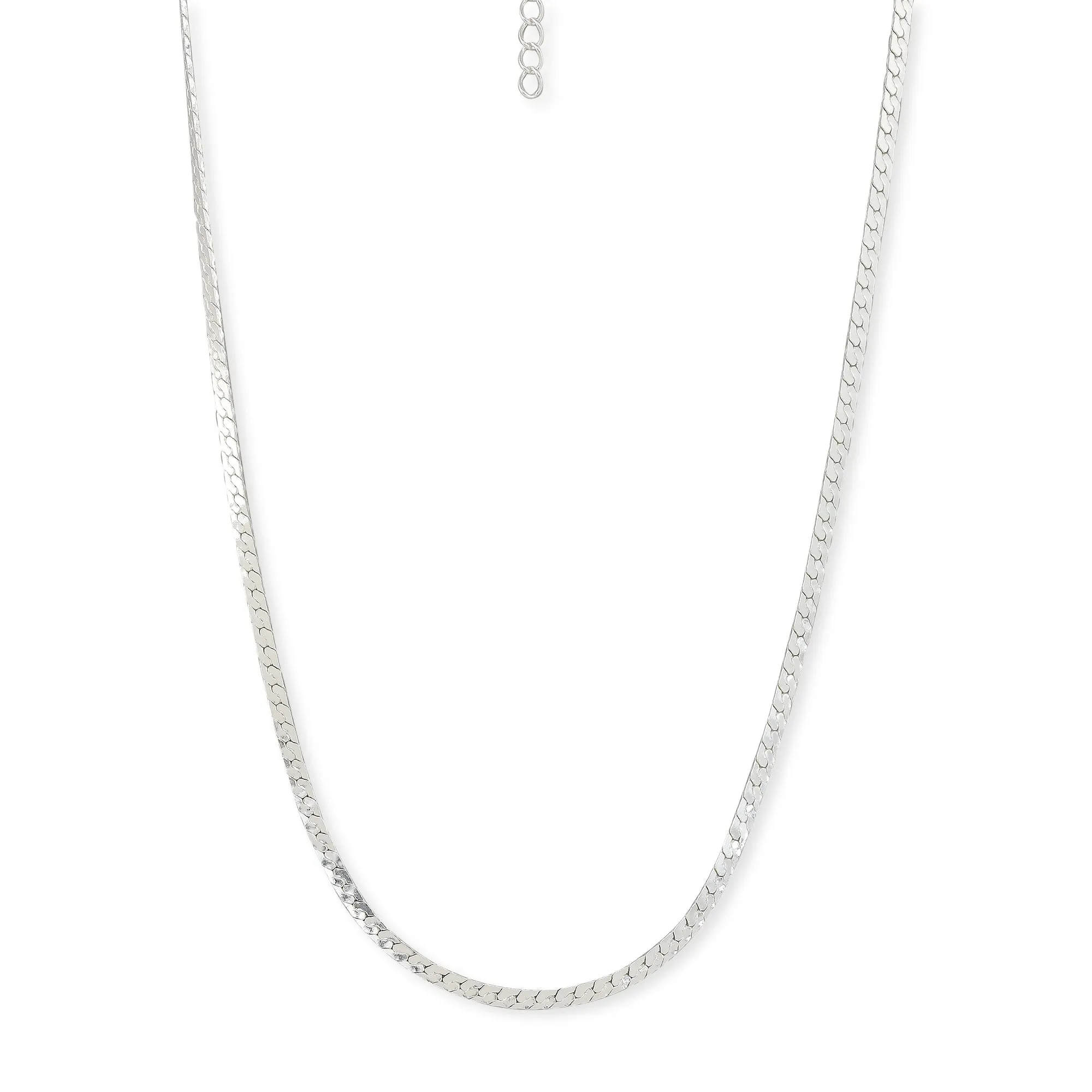 925 Pure Sterling St Silver Plated Flat Chain Necklace  For Women By Accessorize London