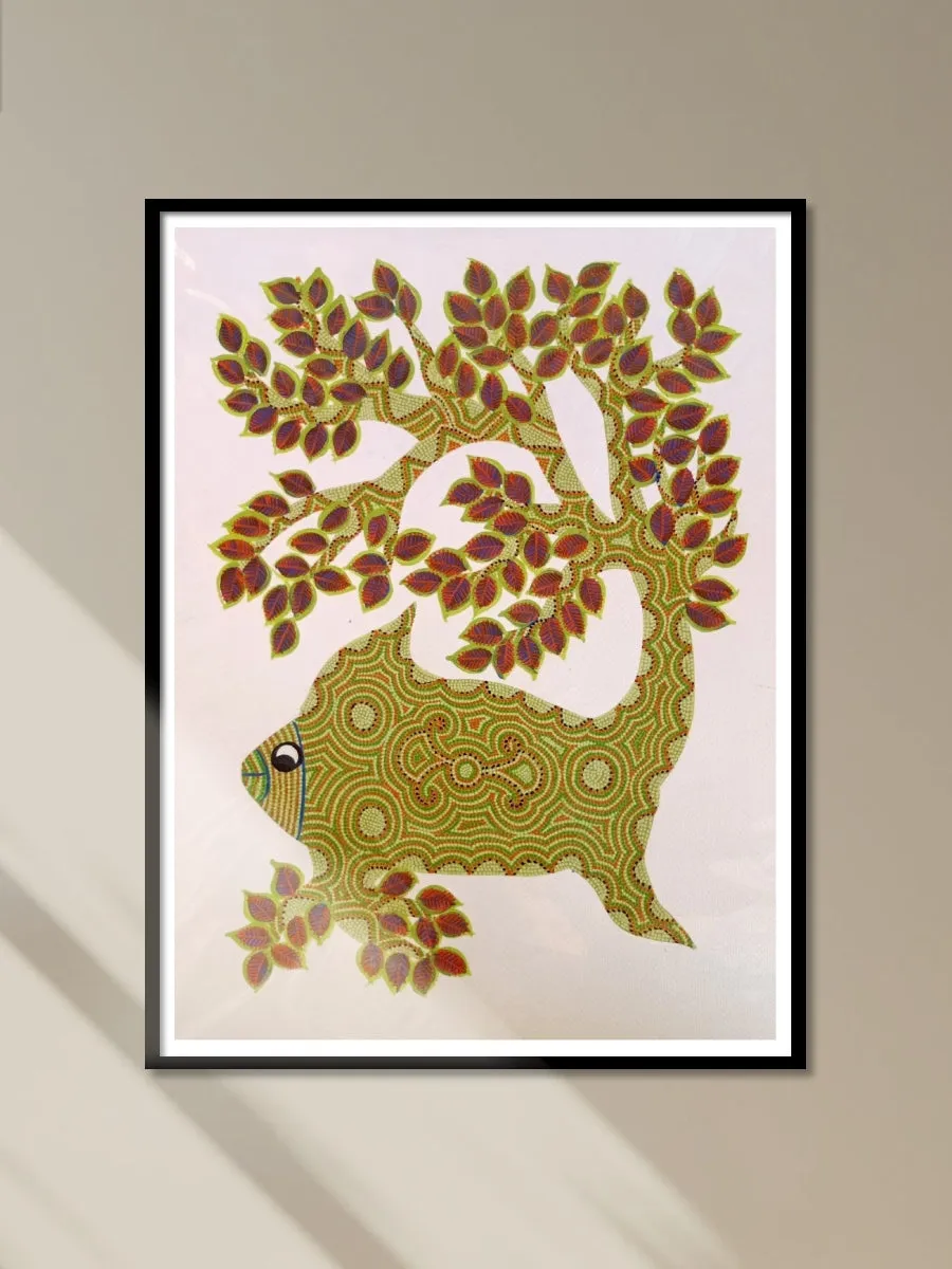 A Fish amidst a Tree in Bhil Painting by Geeta Bariya