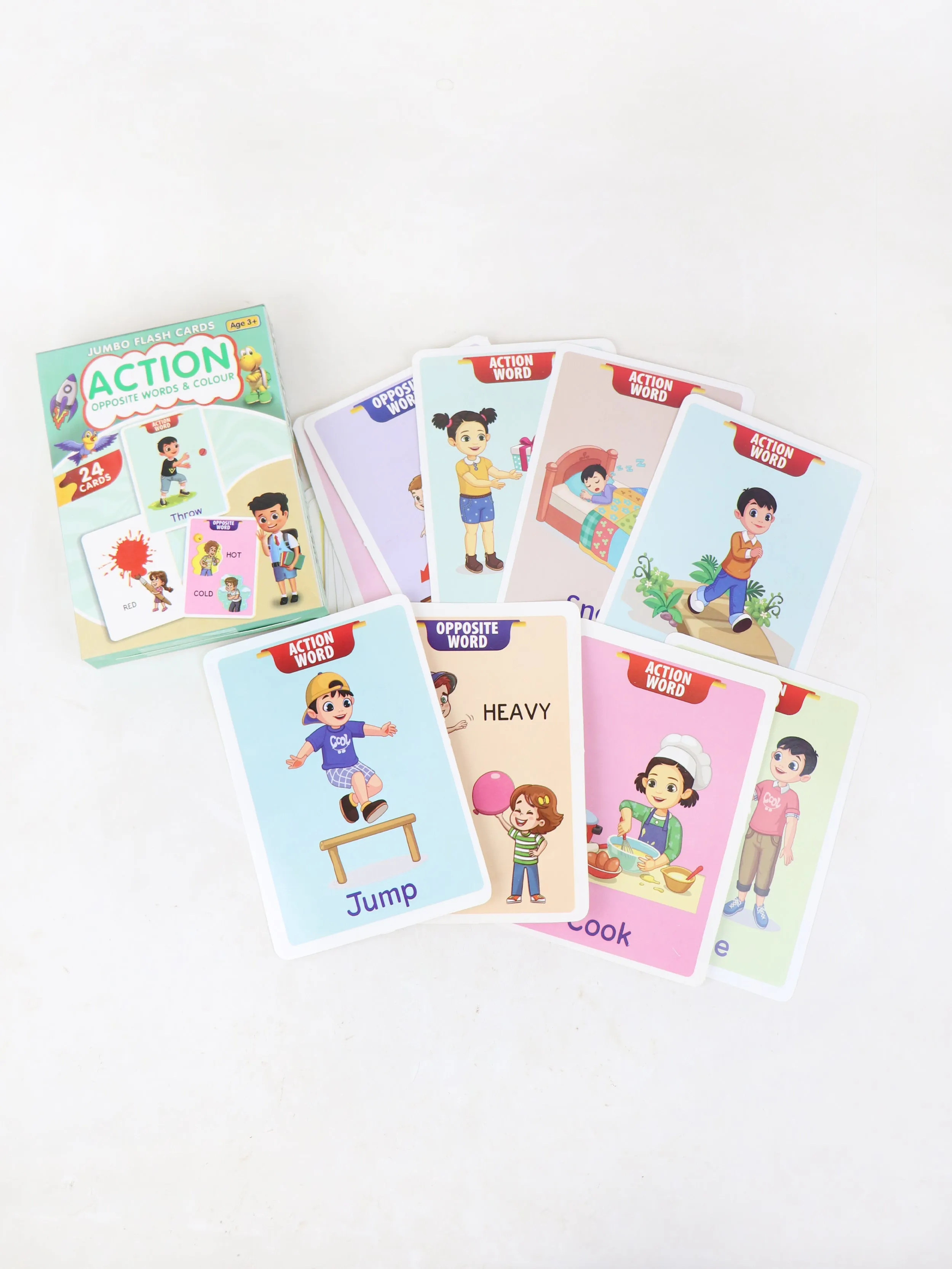 Action Opposite Words & Colour 24 Jumbo Flash Cards