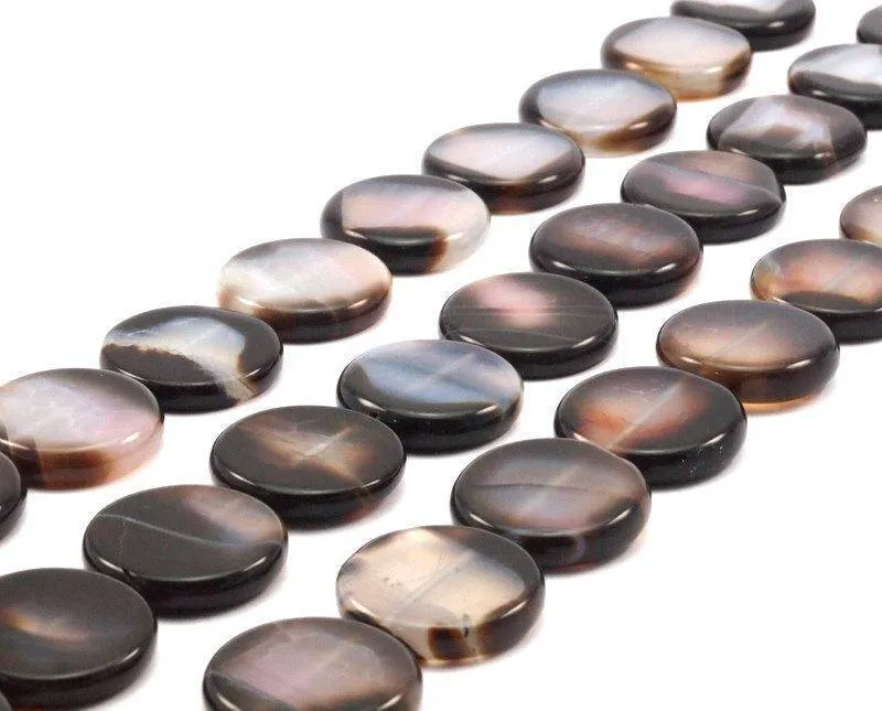 Agate 21 Mm Coin Gemstone Beads 15 Inches T003