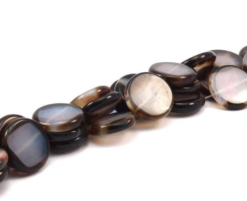 Agate 21 Mm Coin Gemstone Beads 15 Inches T003