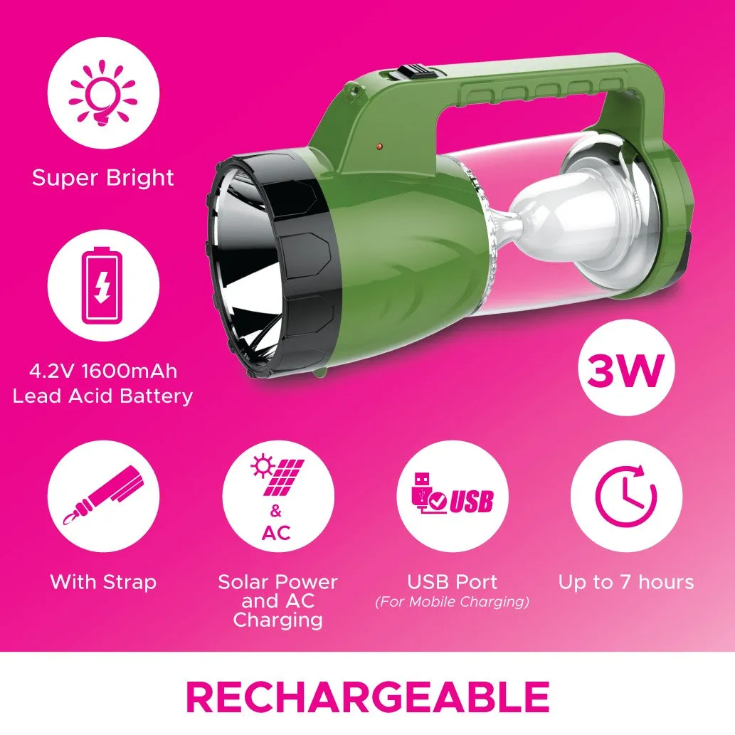 Akari Rechargeable Solar Searchlight with Lantern (ARL-6672)