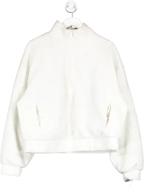 alo yoga White Shanti Sherpa Half Zip Teddy Fleece UK S