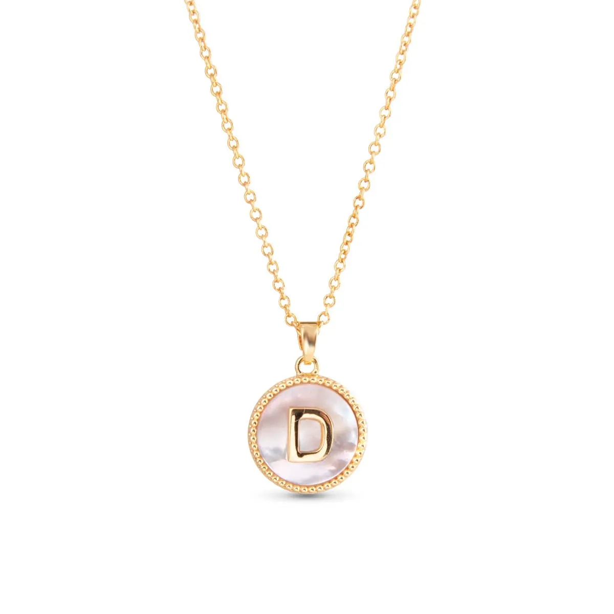 AMANDA BLU - GOLD MOTHER OF PEARL INITIAL NECKLACE - D - 18K GOLD DIPPED