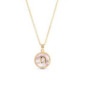 AMANDA BLU - GOLD MOTHER OF PEARL INITIAL NECKLACE - D - 18K GOLD DIPPED