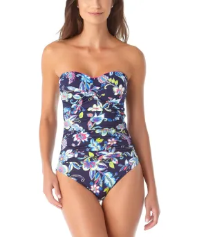 Anne Cole Women's Paisley Twist-Front Strapless One-Piece Swimsuit, 8