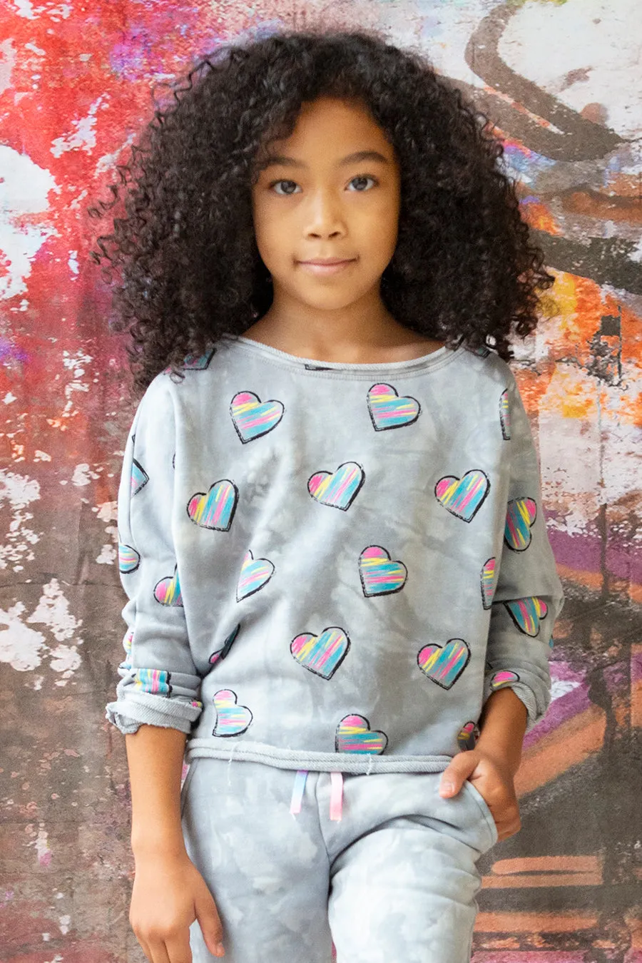 Appaman Slouchy Kids Sweatshirt - Grey Tie Dye