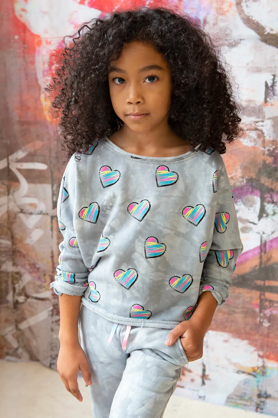 Appaman Slouchy Kids Sweatshirt - Grey Tie Dye