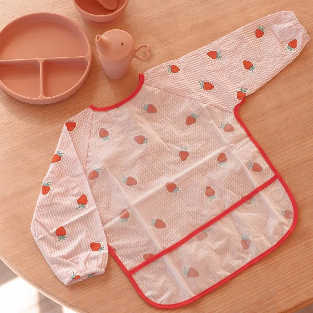 Baby Long Sleeve Apron Smock Bib Grey Animals