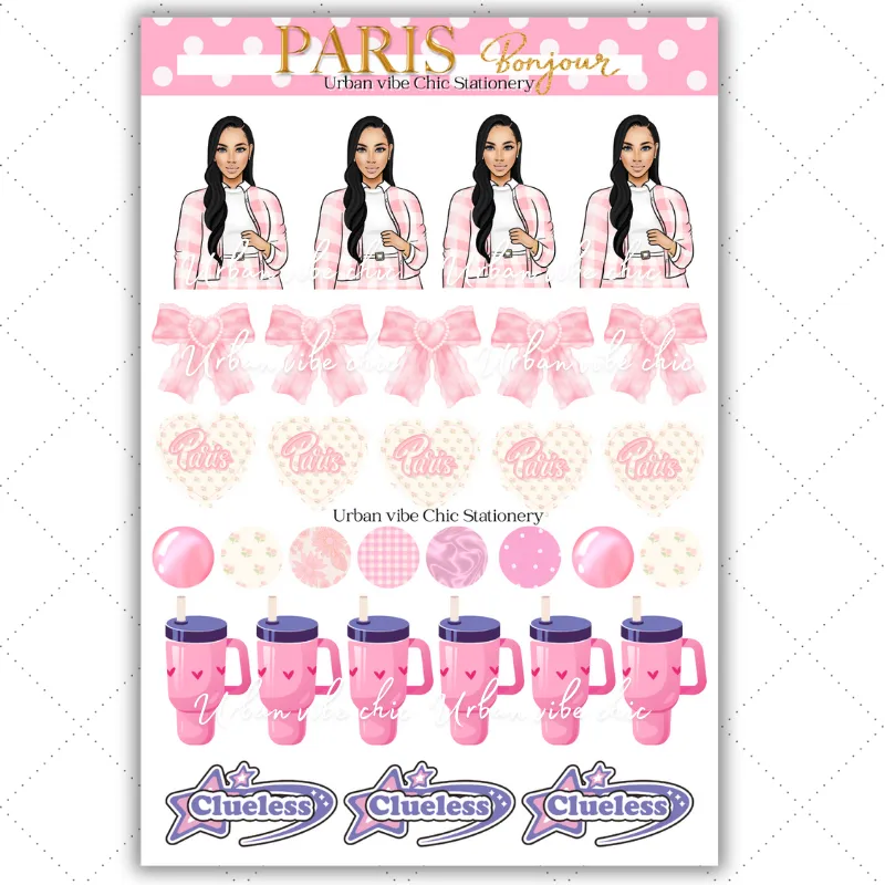 Black Girl Stickers - Pink Paris & Classy Sheet 1