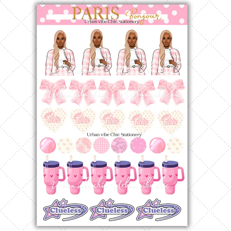 Black Girl Stickers - Pink Paris & Classy Sheet 1