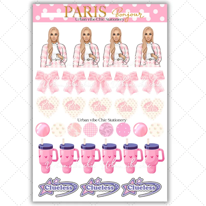 Black Girl Stickers - Pink Paris & Classy Sheet 1