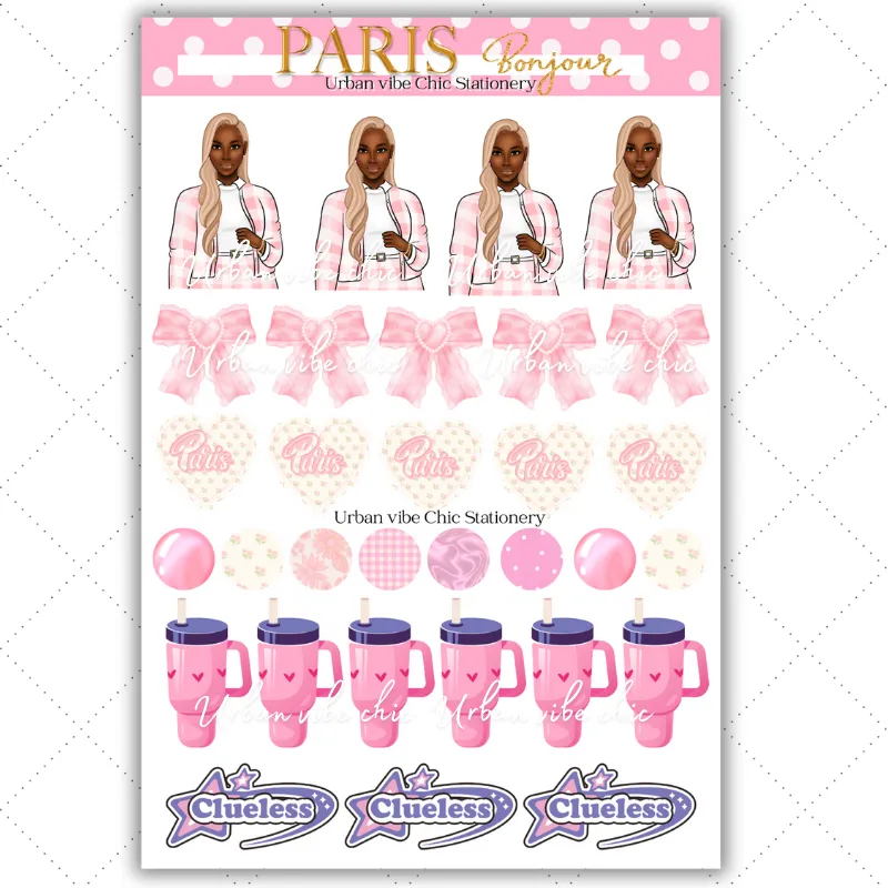 Black Girl Stickers - Pink Paris & Classy Sheet 1