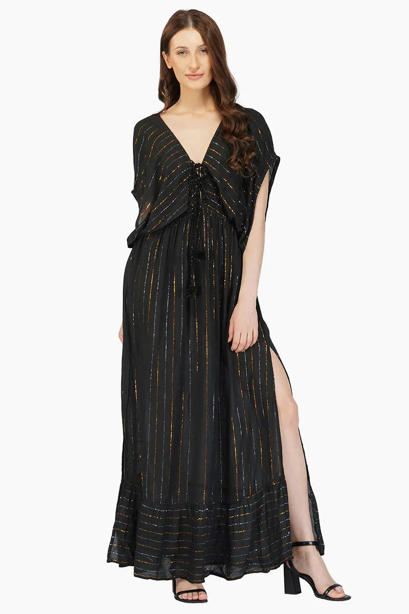 Black Lurex Maxi Resort Dress