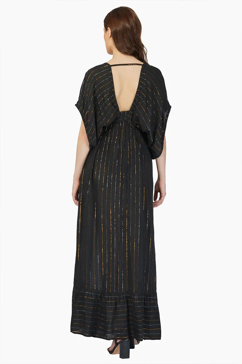 Black Lurex Maxi Resort Dress