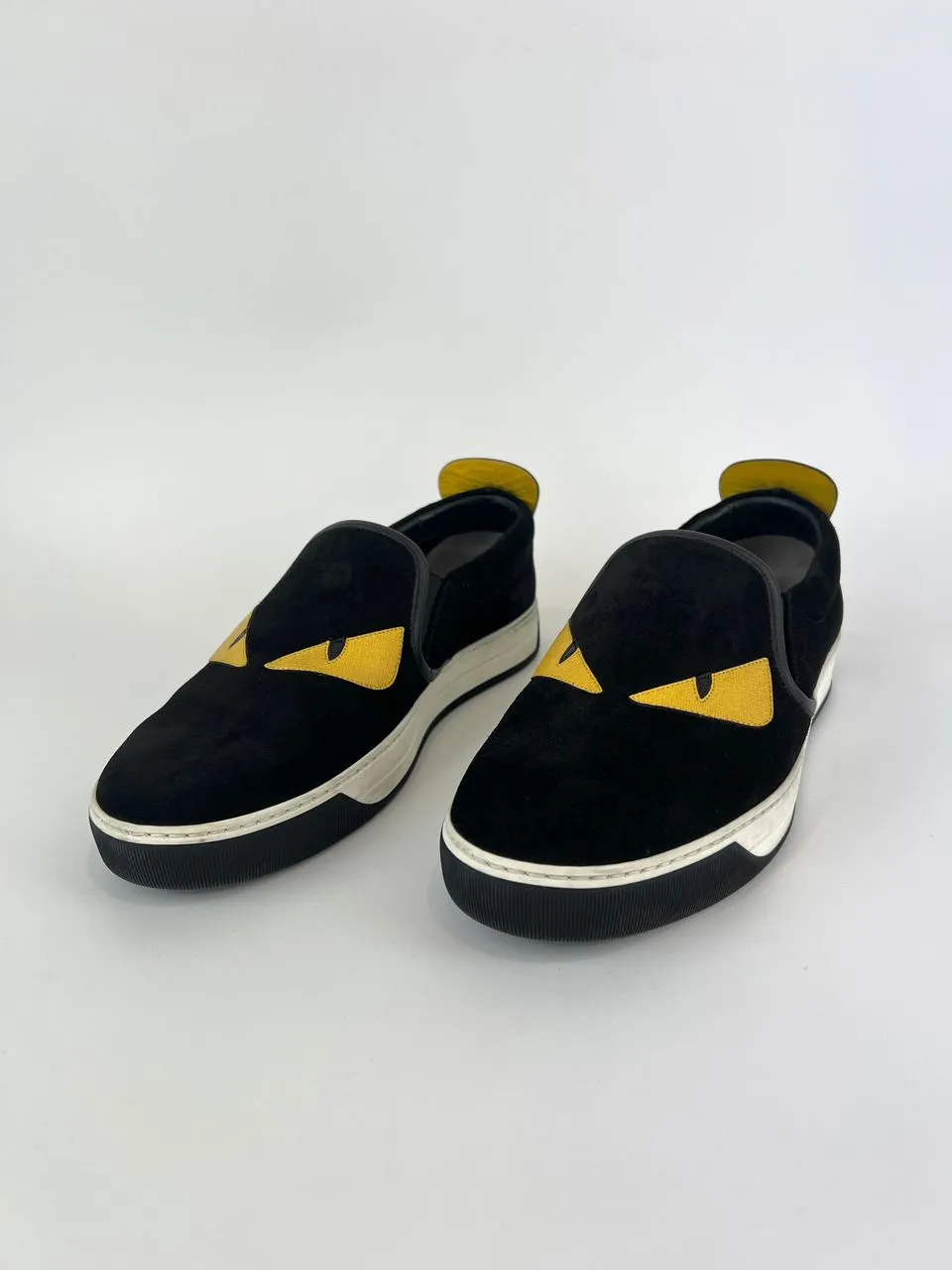 Black Suede Monster Slip On Sneakers