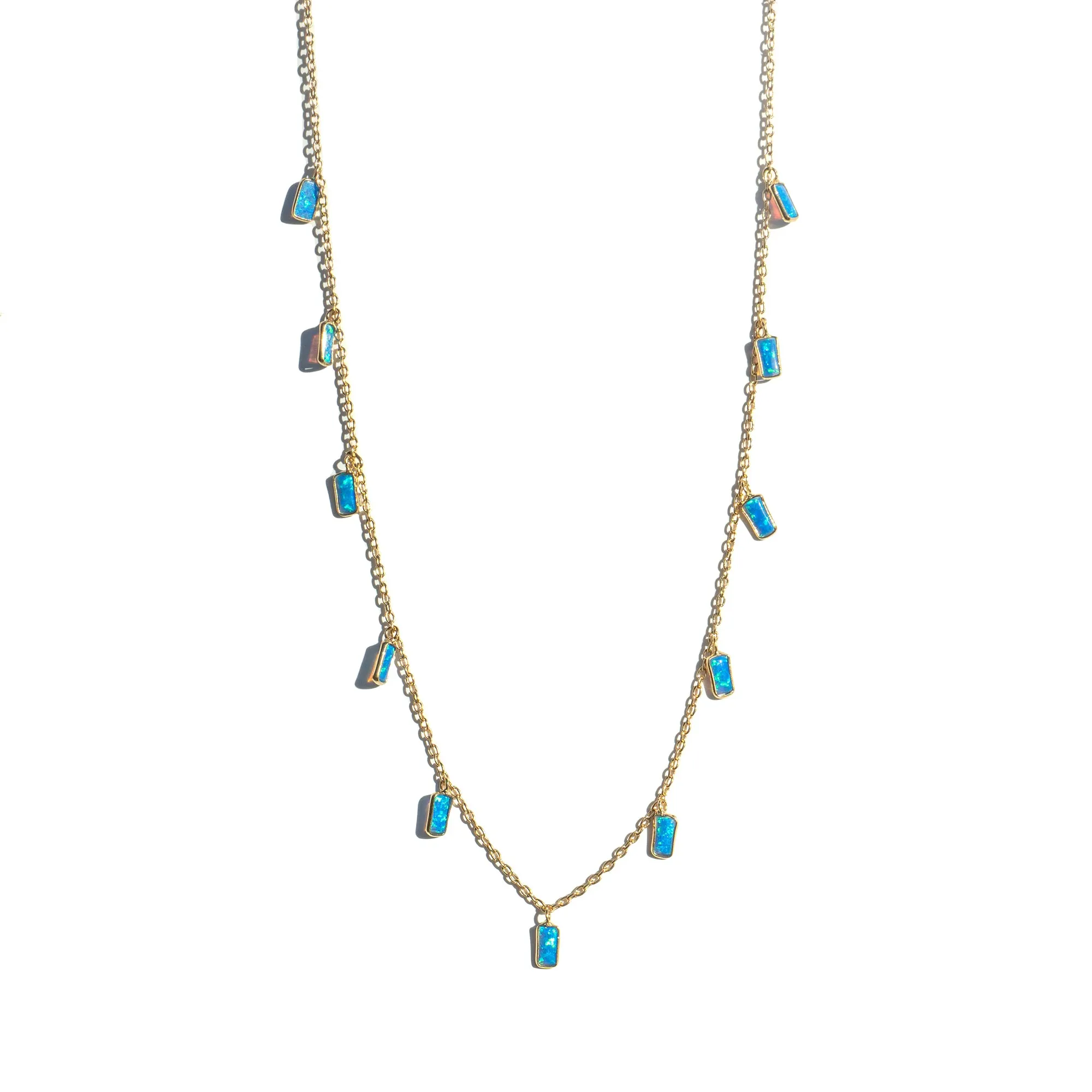 Blue Opal Rectangle Necklace