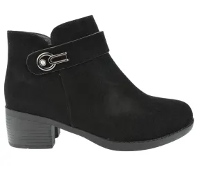 Botine elegante, dama, FORMAZIONE, 382-2R negru, piele intoarsa, cu toc