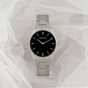 Brooklyn Black Dial Silver Metallic Strap Watch