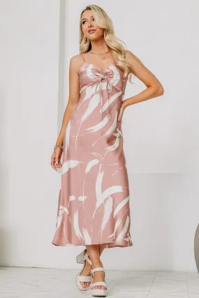 Brush Stroke Satin Midi Dress