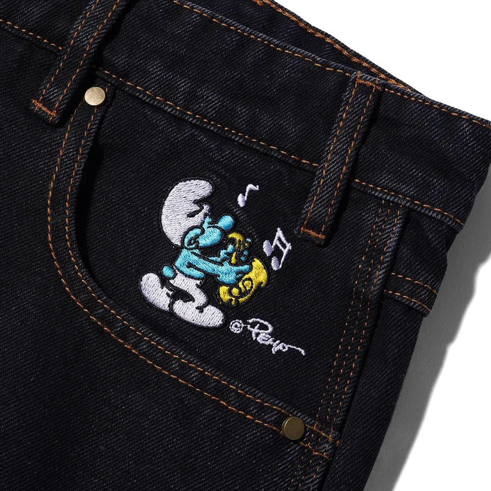 Butter Goods x The Smurfs Harmony Denim Pants Washed Black - Washed Black