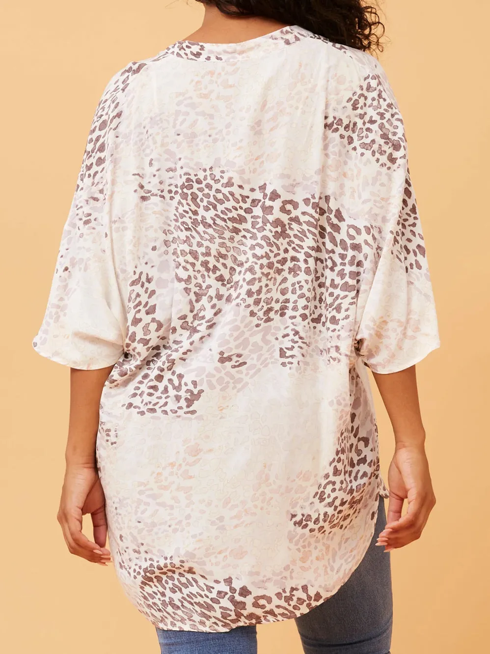 CAROLINE K MORGAN 3/4 SLEEVE ANIMAL PRINT TOP