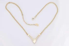 CHRISTIAN DIOR V SHAPE PENDANT NECKLACE 40CM