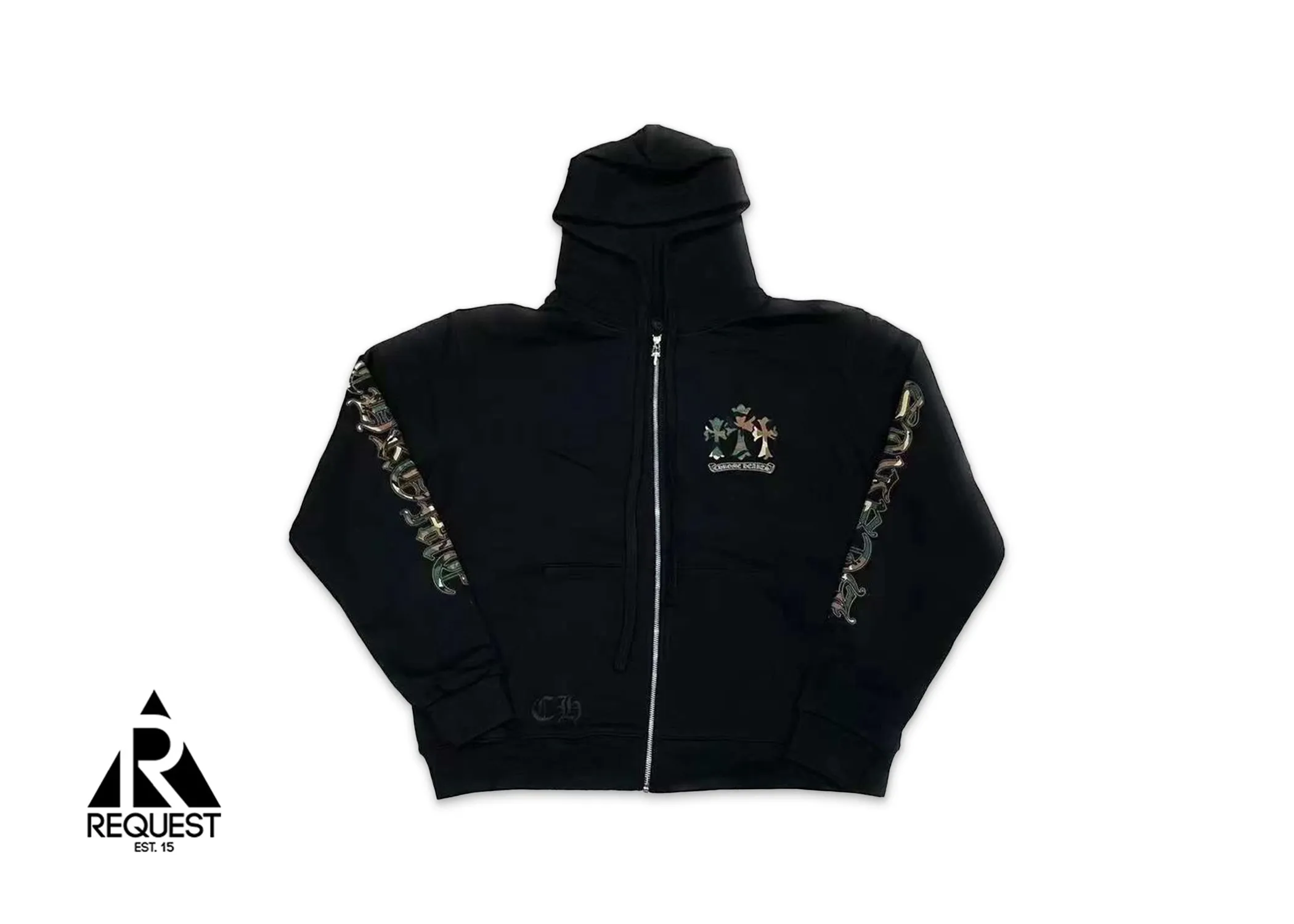 Chrome Hearts Horseshoe Camo Thermal Zip Up Hoodie Black