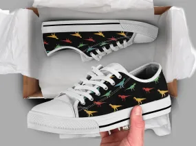 Colorful Dinosaur Shoes Dinosaur Sneakers Dinosaur Print Dinosaur Lover Gifts Custom Low Top Converse Style Sneakers For Adults Women & Men