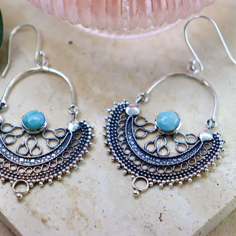 Crest Larimar Boho Drop Earrings