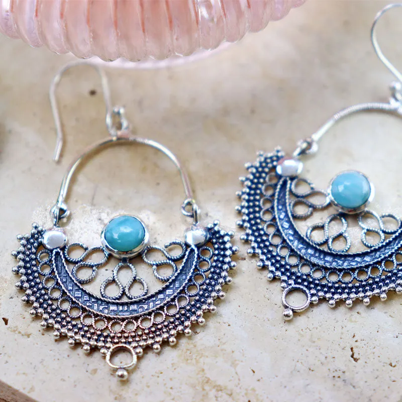 Crest Larimar Boho Drop Earrings