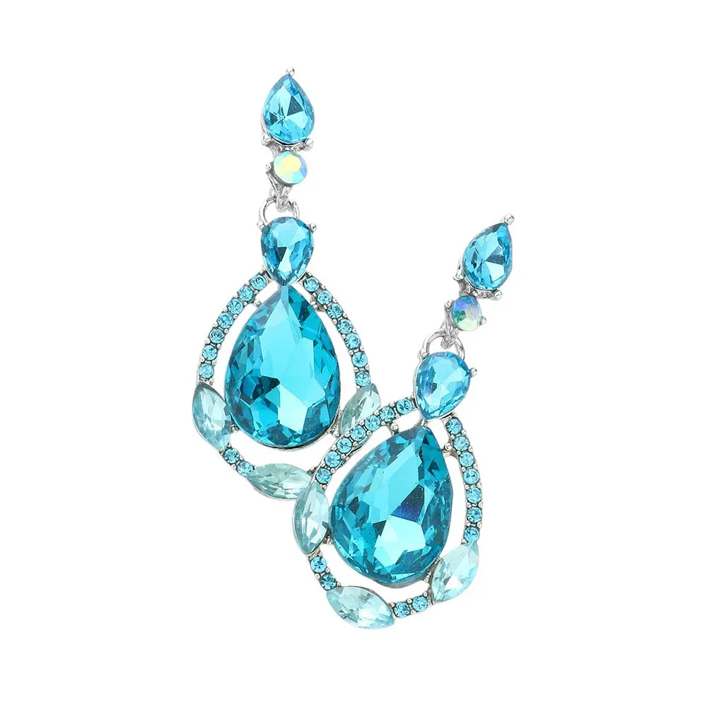 Crystal Rhinestone Teardrop Evening Earrings