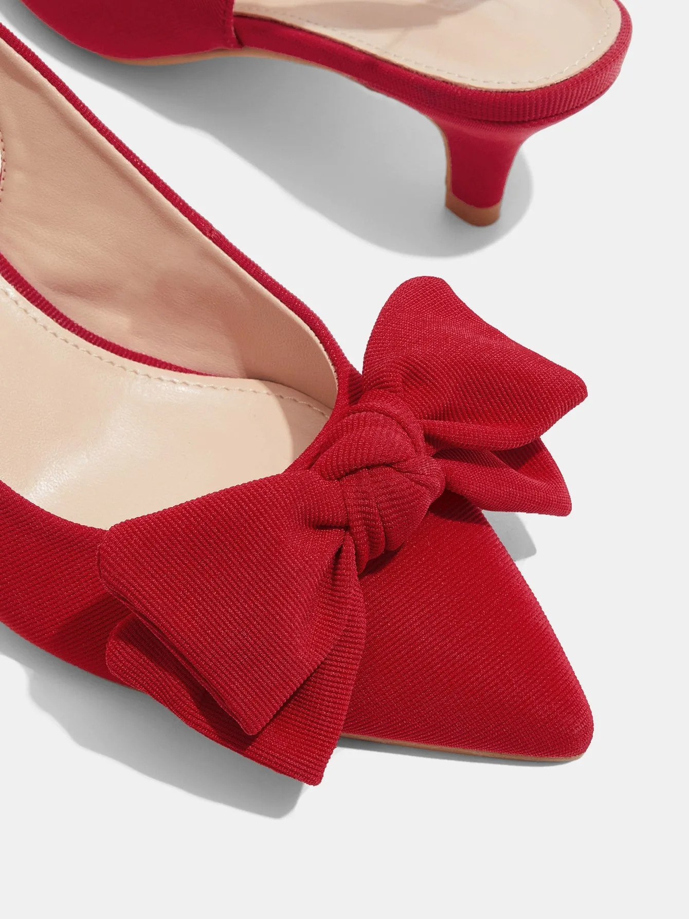 CUCCOO CHICEST Woman Shoes Bow Decor Point Toe Elegant Red Slingback Pumps For Summer Vacation Shoes Summer Sale Elegant Heels Back To School Shoes College Student Shoes