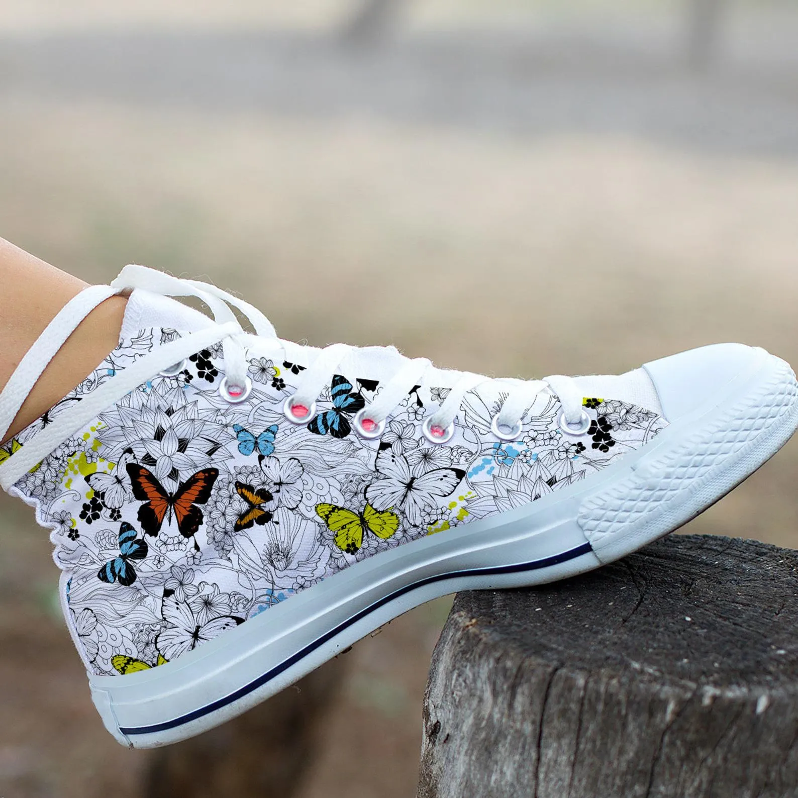 Cute Butterfly Shoes Butterfly Sneakers Cute Shoes Butterfly Lover Gifts Custom High Top Converse Style Sneakers For Adults Women & Men