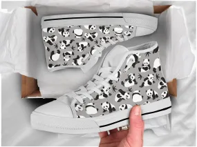 Cute Panda Shoes Panda Sneakers Cute Shoes Panda Lover Gifts Custom High Top Converse Style Sneakers For Adults Women & Men